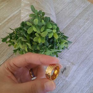 Men's Gold-Plated, Stainless Steel Wide Band Wedding Ring - Faceted Size 7, NWT!